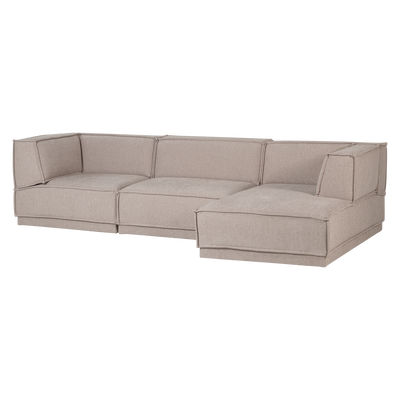 Manu chaise longue bank rechts velvet bruin [fsc]