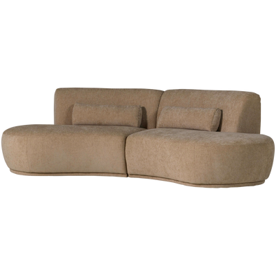 Batavier half ronde bank 4-zits velvet lichtbruin melange