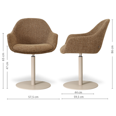 niva-mae draaibare eetkamerstoel- beige onderstel