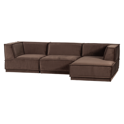 Manu chaise longue bank rechts velvet bruin [fsc]