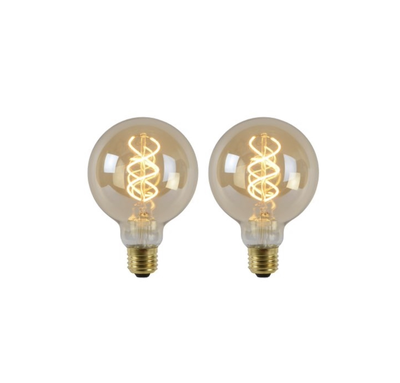 Lichtbron Globe 95 mm spiraal amber - 3 Steps Dimmable - set van 2