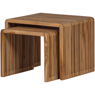 Jasmijn bijzettafel recycled teak naturel - set van 2