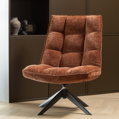 Jouke draaifauteuil chenille structuur roestbruin [fsc]