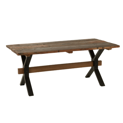 Eettafel verouderd hout bruin
