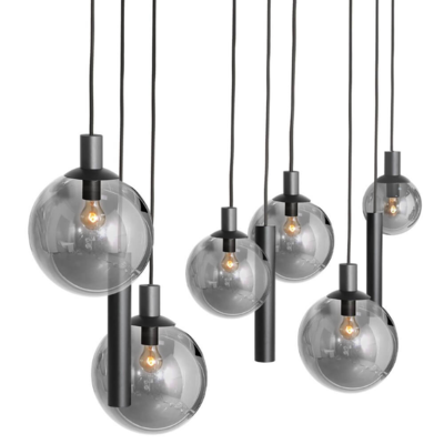 Hanglamp Gijs 9-Lichts - Zwart/Smoke