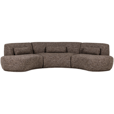 Batavier half ronde bank 6-zits velvet bruin melange