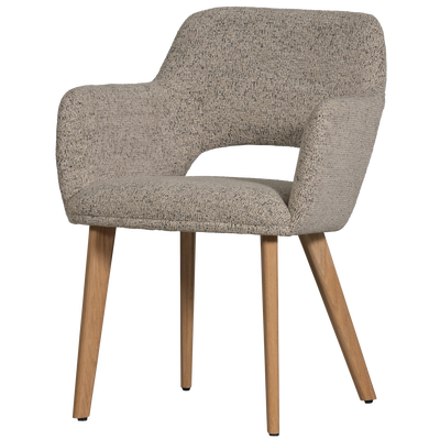 Murat eetkamerstoel taupe met houten poot naturel