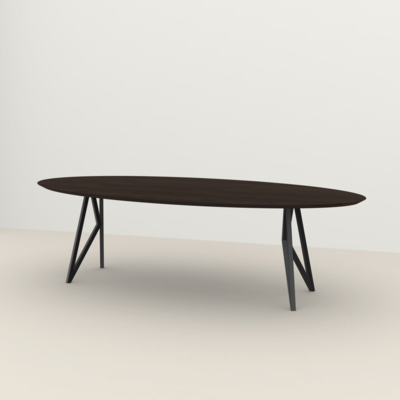 Studio HENK tafel Butterfly Ovaal - zwart frame, gerookte beits