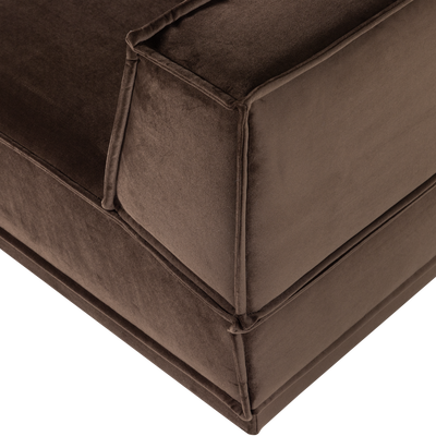 Manu chaise longue bank links velvet bruin [fsc]