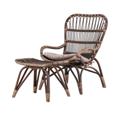 Tuin fauteuil Aida - met voetenbankje en zitkussen