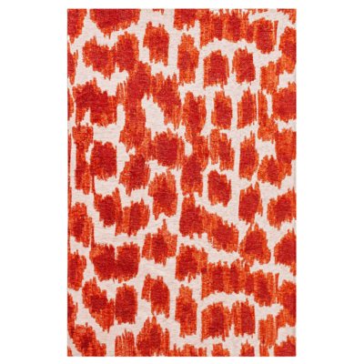 Abstract design vloerkleed Ikat met vlekken en vage vormen oranje en ivoor