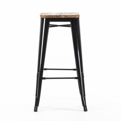 Metalen barkruk Café met houten zitting (zithoogte 77 cm)