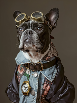 Canvas schilderij van een Franse Bulldog
