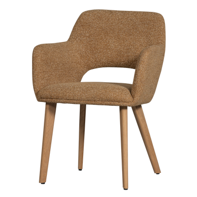 Murat eetkamerstoel taupe met houten poot naturel