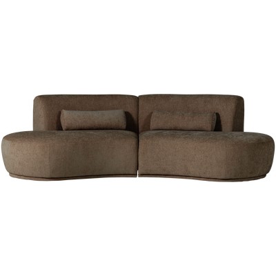 Batavier half ronde bank 4-zits velvet lichtbruin melange