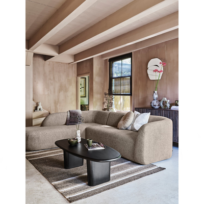 Sloping hoekbank links off white melange