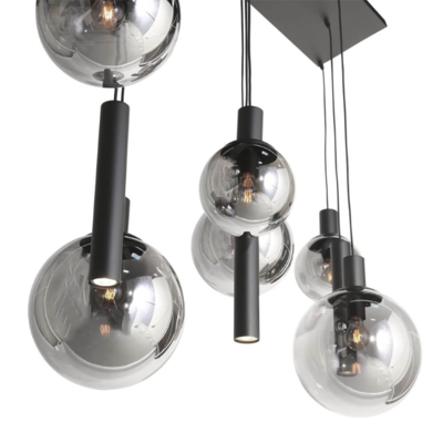 Hanglamp Gijs 9-Lichts - Zwart/Smoke