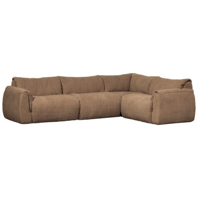 Baggy hoekbank rechts 3d chenille donkerbruin