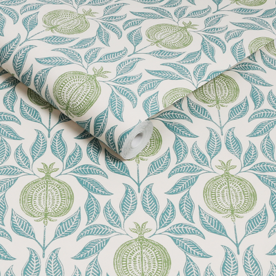 vliesbehang graham & brown apple of grenada blue & green