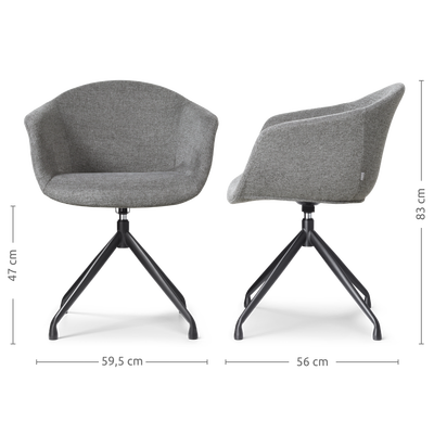 Draaibare eetkamerstoel Nola-Otis - zwart onderstel