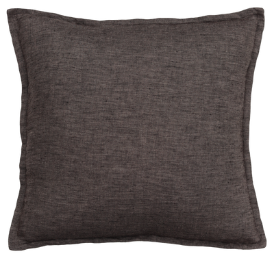 Kussen soft linnen zwart/bruin 48x48cm