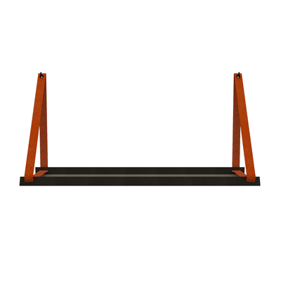 Stalen wandplank 98x20cm - incl. leren plankdragers