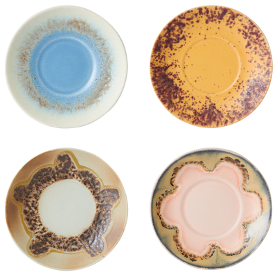HKliving Servies 70s ceramics saucers ocean - set van 4