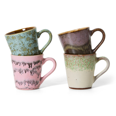 70s ceramics: espresso mugs, brutalism (set of 4)