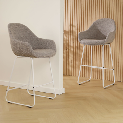Barkruk Nino-Mae met armleuningen - wit onderstel 75 cm