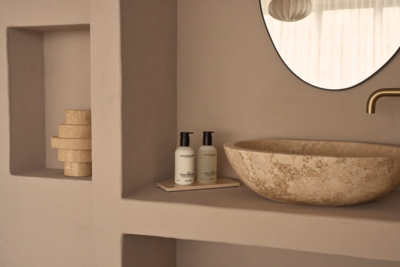 Marmer dienblad S 10x25cm - beige