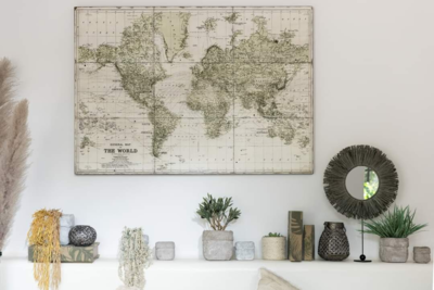 Wereldkaart metaal Nature