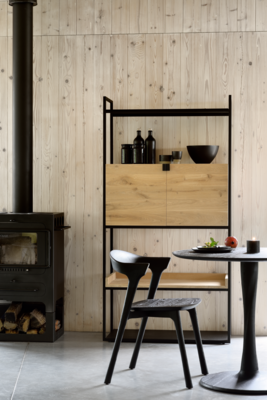 Ethnicraft - Torsion eettafel rond - eiken/eiken zwart - hoogte: standaard 76 cm
