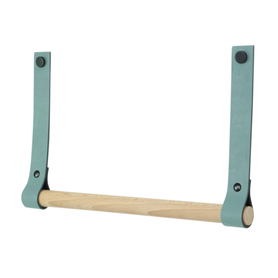 Leren keukenrolhouder (roldrager: rondhout)