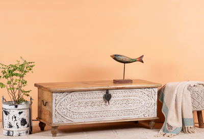 Mandapam - Handgesneden Mangohouten Kist