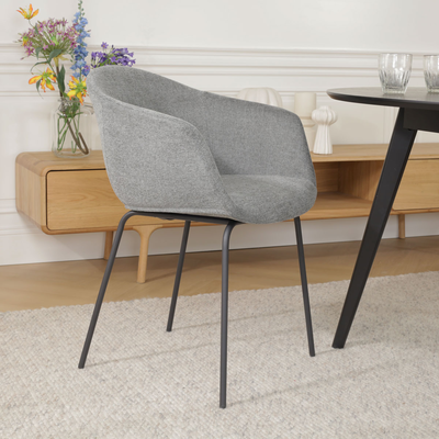 Eetkamerstoel Nora-Otis gestoffeerd - zwart onderstel - met armleuningen