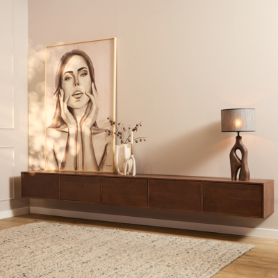 Zwevend Tv-meubel All Walnut