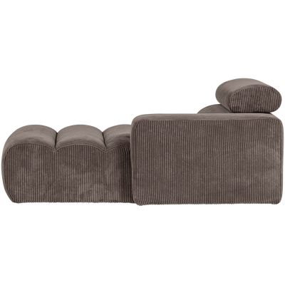 Novi chaise longue element arm rechts boucle karamelbruin