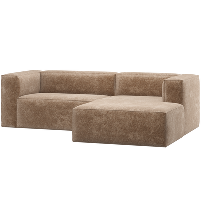 Bean chaise longue bank rechts chenille velvet taupe