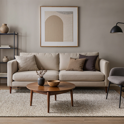 Modern Mist wit gestructureerd vloerkleed met stippenpatroon