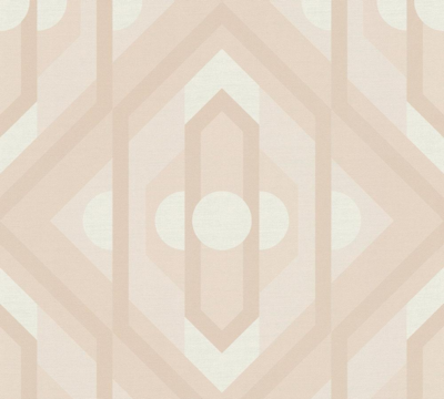 Behang met geometrische ornamenten in zachte kleuren – beige, crème, wit