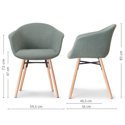 Eetkamerstoel Nena-Otis gestoffeerd - met armleuningen