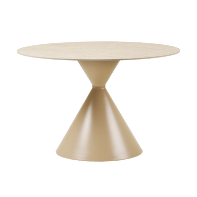 Metalen eettafel met keramiek blad beige Anisa - Ø120