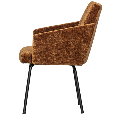 Mount eetkamerstoel met armleuning 3d chenille middenbruin