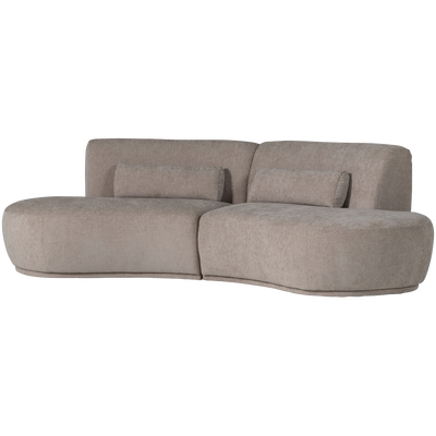 Batavier half ronde bank 4-zits velvet lichtbruin melange