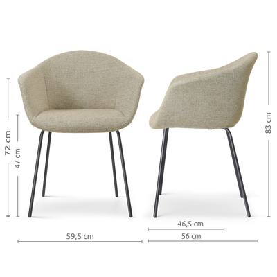 Eetkamerstoel Nora-Otis gestoffeerd - zwart onderstel - met armleuningen