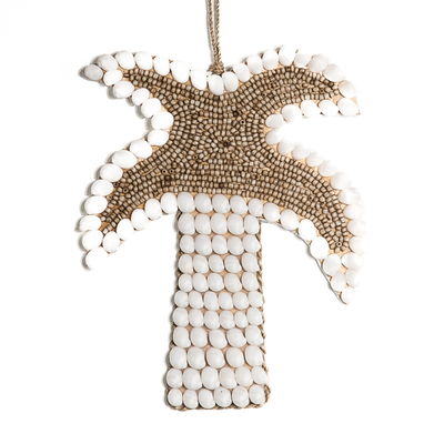 Palmboom wanddecoratie schelpen/kraaltjes 