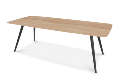 They &amp; Me eettafel Joy – bootsvorm – eiken rustiek bianco olie – onderstel TM100 antraciet