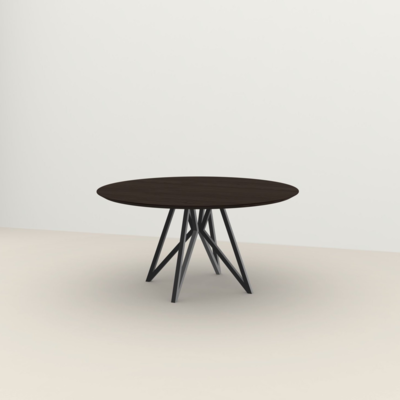 Studio HENK tafel Butterfly Rond Quadpod - zwart frame, gerookte beits