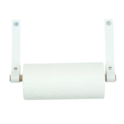 Leren keukenrolhouder (roldrager: rondhout)