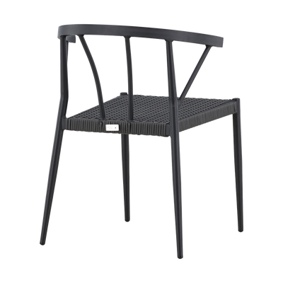 Aluminium tuinstoel zwart Julian- rattan zitting - set van 2